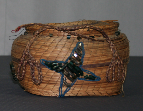 Object conservation, restoration, repair, native american basket, historic basketry, baskets with glass beads, moravian