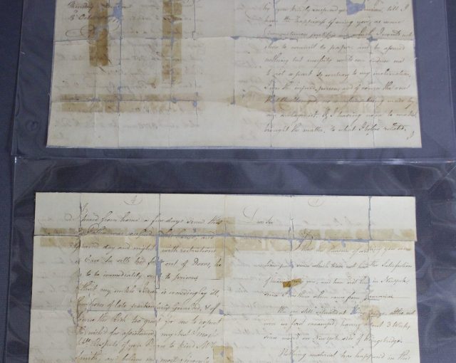 Historic document repair, paper artifact, conservation of historic revolutionary war letter, letter damaged from folding and tape, paper conservator Gwen Spicer repairs historic documents, Spicer Art Conservation